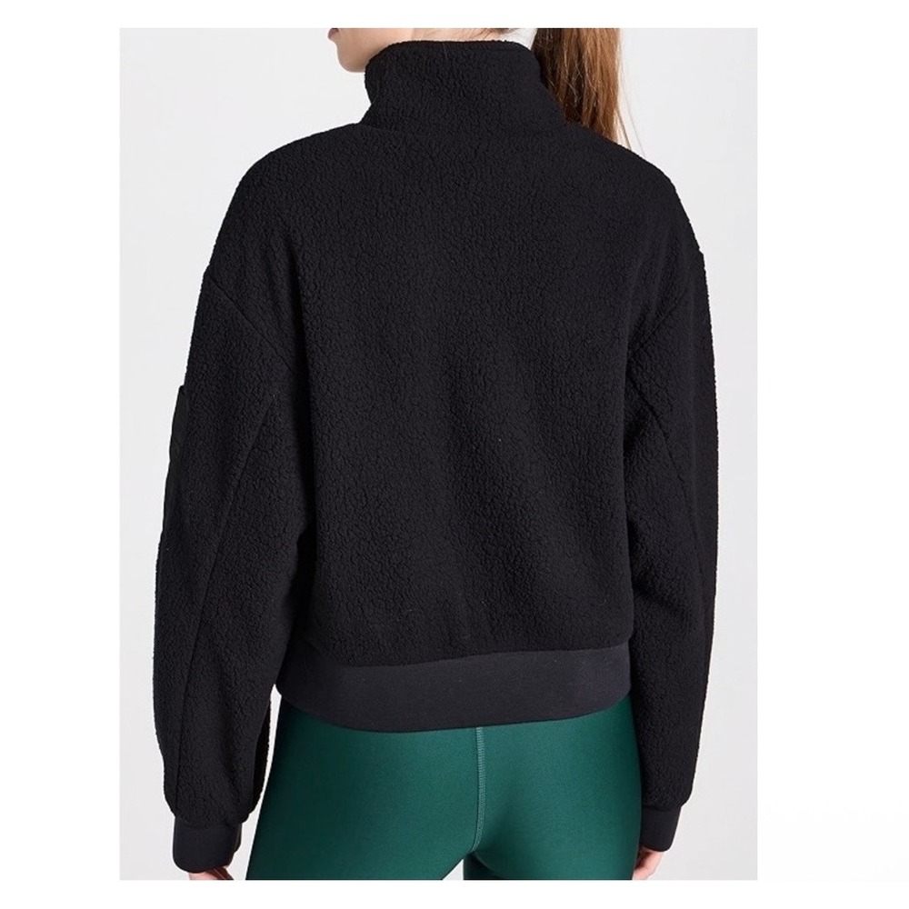Alo Yoga Solstice Micro Sherpa Half Zip Crop Pullover Black Small - Picture 2 of 9